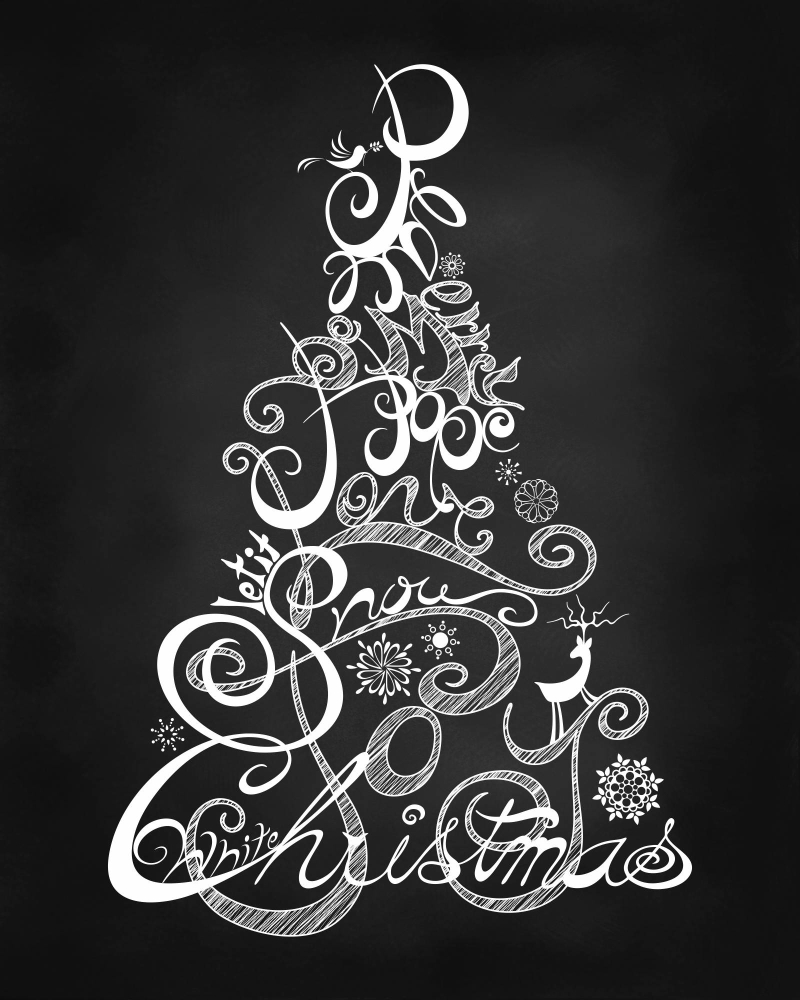 Christmas Word Tree Art Print